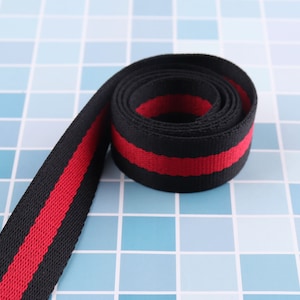 Red black Soft Webbing,1&#39;&#39;(25mm) Striped Webbing ,Soft Ribbon Bag Purse Straps Totes Belts Tape Bag Handle