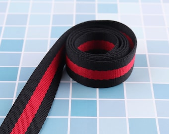 Red black Soft Webbing,1''(25mm) Striped Webbing ,Soft Ribbon Bag Purse Straps Totes Belts Tape Bag Handle