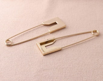 8pcs light Gold color  shawl Pin Brooch Pins Larger Safety Pins  80mm Long Jumbo Safety Pins Kilt Pins Big Pins Safety Pins Findings