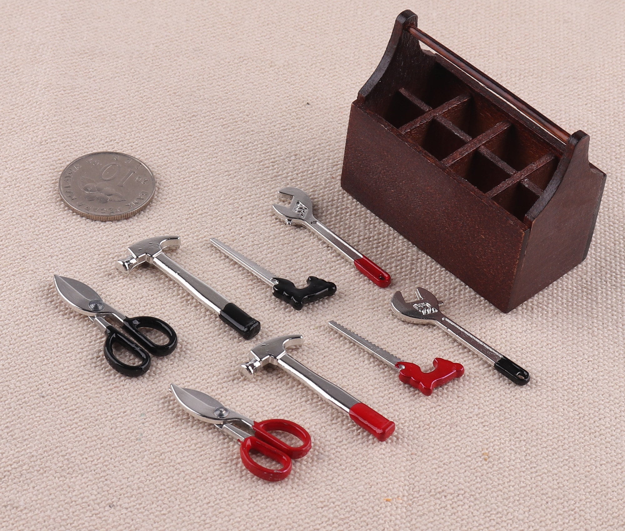 Boîte à outils de maison Miniature avec 8 outils, jardin de fées