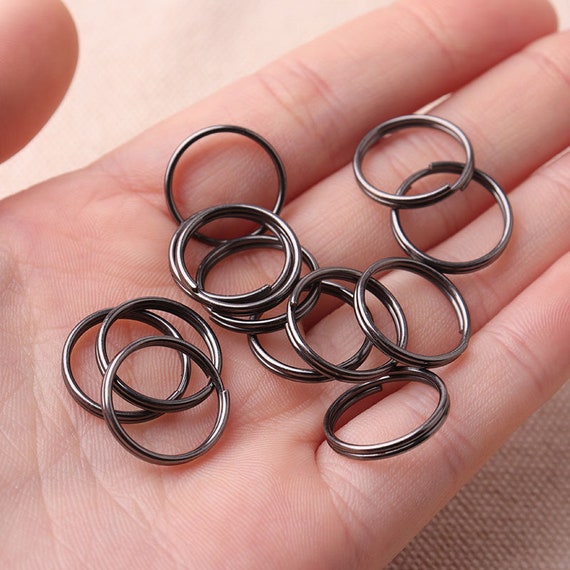 100pcs Black Small Key Ring Split ring Metal Round Rings 15*13mm Keychain  Rings