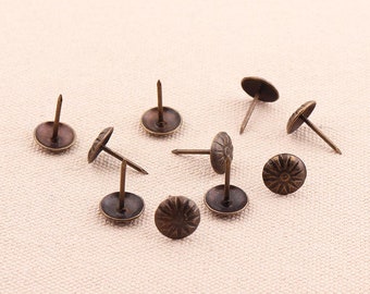 30pcs 11mm Upholstery Tacks Flower Box Tacks decoration screw fastener screw nails Rustic Designer Tacks Upholstery Nails