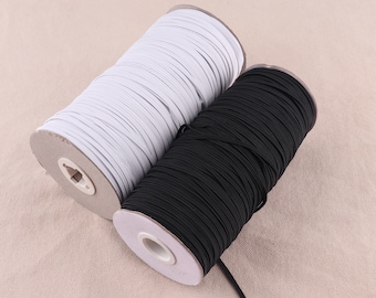 1/8"Elastic band,3mm flat elastic cord,stretch cord white and black High quality Flat Elastic rope,Soft Braided Elastic,Stretch Sewing