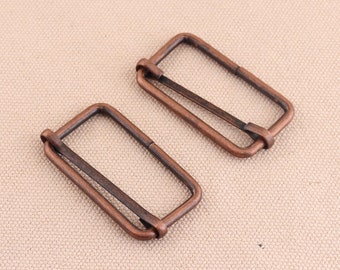 6pcs/lot copper color metal slide buckle 39mm inner slider buckle strap belt adjustable buckles bag purse webbing suspender buckle