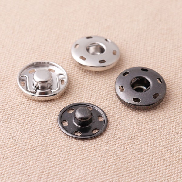 10 Sets Black and Silver 19mm Metal Snap Fasteners Press Studs Two Parts Garment,Bag Supplies