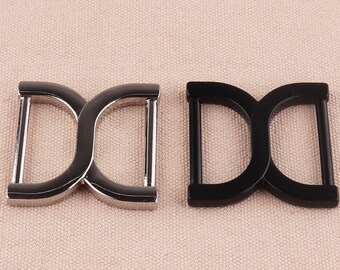 Black Silver Flat Metal Slide Buckle,Webbing Adjuster Buckle,Adjustable Buckle Triglide Strap Keeper Leather craft Belt Adjuster Sliders 2PC