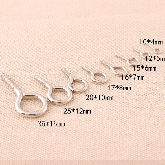 Loop Screws Screw Eye Bails Eye Hook Bails Silver screw eyes Small bails  Assorted Sizes metal screw eye bails