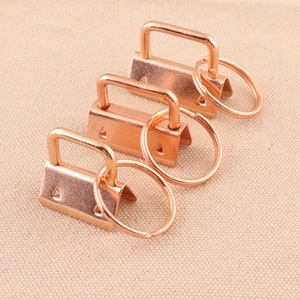 25pcs rose gold color key fob hardware metal 25/30/32mm with key ring key chain for wristlet webbing