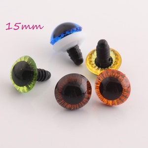 5pairs 15mm Mix color,safety eyes, cat eyes, plush eyes, animal eyes, craft eyes,  amigurumi eyes, toy eyes, plastic eyes
