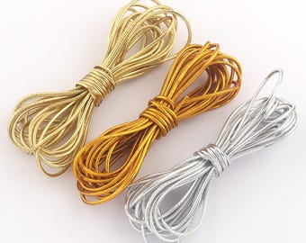 Elastic Stretch Cord 1.5 mm Metallic Rubber Rope Shiny Stretch Elastic Thread Drawcord Round Drawstring for Jewelry Beading DIY Gift Wrap