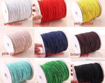 50yds Elastic Cord Colorful 1.0mm Stretch Drawstring,  Nylon wrapped Rubber Round Elastic cord, stretch cord, Elastic Rope jewelry making