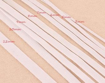 elastic tape 3/5/6/8/9/10/12mm  white color elastic band rope for garment trousers sewing accessories DIY 10yards