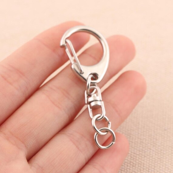 Silver Swivel Hook 48mm Long Silver Nickel Round Split Key Rings