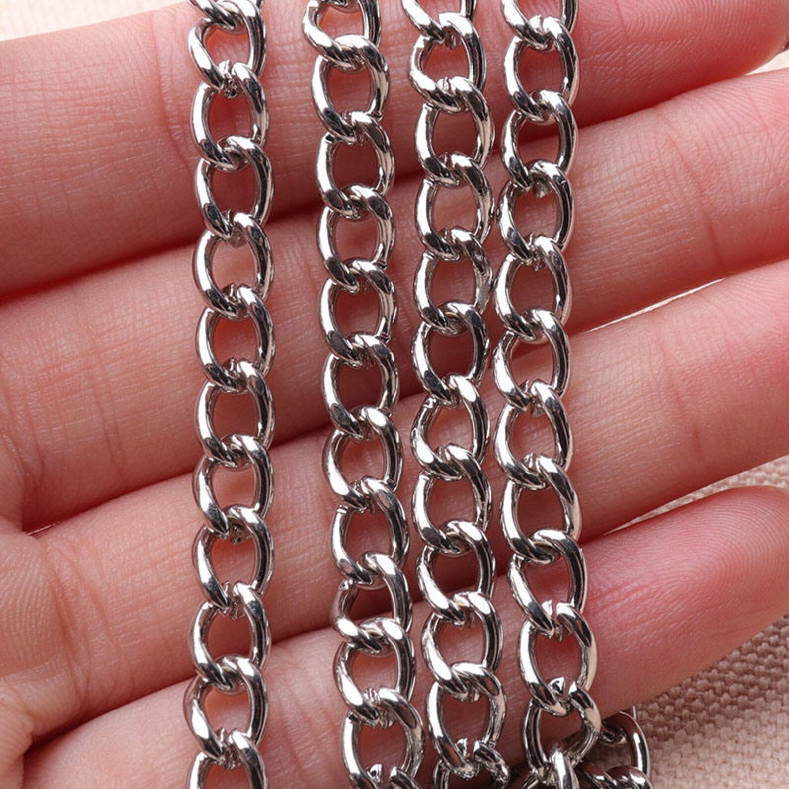 Silver Chain Link Heavy Link Chain Chunky Chain Cuban Link Etsy