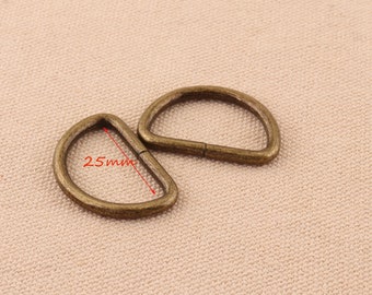 20pcs 25mm Bronze Farbe D-Ringe Dee Ring Schnalle für Strap Gürtel Tasche Kleidung Zubehör