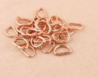 100pcs rose gold color metal D rings Dee ring metal buckle 10mm inner for bag garment accessories