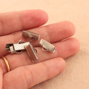 Crimp Ends,nickel plated color 13mm 1/2 Ribbon Ends,Fasteners Clasp,Crimp End Cap,Bracelet Connector jewelry making image 4