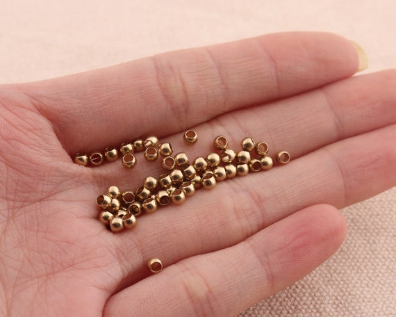 Small Beads Square Shape Tiny Beads 2mm Gold Beads for Necklace