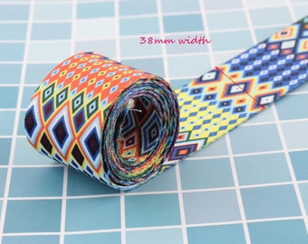5yards Colorful 38mm Cotton Webbing Polyester Heavy Duty strong Webbing for key fob/ bag strap tote bag Ribbon