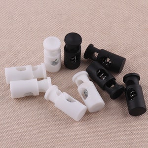 7mm White Rope Cord Stopper 30-50pcs Black Cord Locks for 1/4&quot; elastic cord Toggle Cord Lock Stopper Cord Toggle Lock Rope Cord Lock