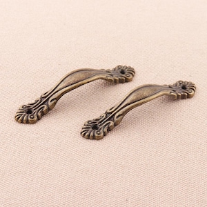 4pcs Pull Dresser Drop Pull Cabinet Antique Bronze vintage Pull Knob Pull Handle 73*11mm
