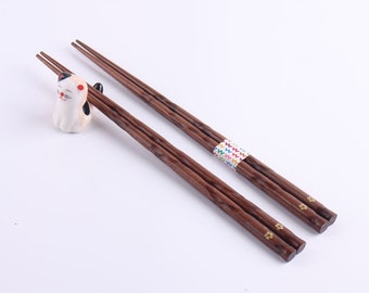 2pairs Wooden Chopstick ,Environmental health chopsticks,Unique Design Handmade Wood Chopsticks,Dark brown wooden chopstick