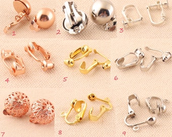 12pcs 6 pares pendiente clip convertidor de oro / plata / oro rosa Clip en pendientes de latón pendiente Clips no perforados, accesorios de joyería