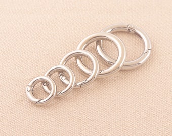 10pcs Spring gate ring Silver o-rings metal o rings spring ring clasp push gate o rings Push Snap Hooks 35mm 31mm 25mm 20mm 18mm
