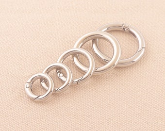 10pcs anillo de puerta de resorte plata o-anillos de metal o anillos anillos anillo de resorte cierre push gate o anillos Push Snap Hooks 35mm 31mm 25mm 20mm 18mm