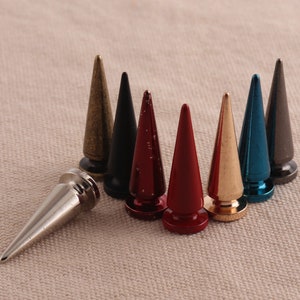 10 Full Sets Bullet Punk Spikes---Leather Crafts Screw Punk Studs Bullet Cone Spike Stud Metal Screw Rivets Punk Stud Cone Rivets Screw Punk