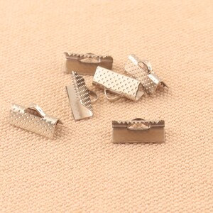 Crimp Ends,nickel plated color 13mm 1/2 Ribbon Ends,Fasteners Clasp,Crimp End Cap,Bracelet Connector jewelry making image 2
