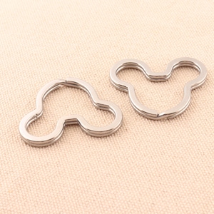 5pcs/lot mouse shape metal key ring key chain stainless steel flat split ring decoration accessories
