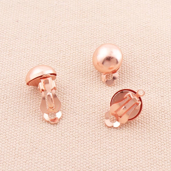 12pcs (6pairs) Clip On earring earring clip converter Pads Clip on Earring Pad Rose gold Earring Clip With Non Flat Base