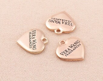 5pcs Charm Pendants Rose Gold Charms Heart Shape Jewelry Finding