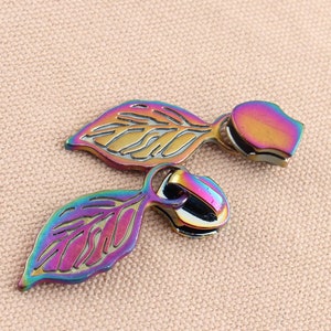 6pcs Regenbogen Farbe Zipper zieht Zipper Reißverschluss Schieber Schieber Blatt Form für Taschen Schuhe, Bekleidungszubehör