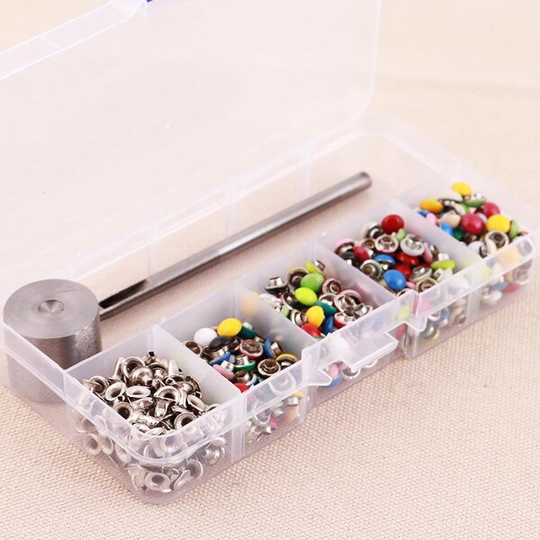 6*6mm Colorful Leather Rivets Single Cap Rivet with Leather Puncher-Hole Tools Tubular Metal Studs Leather Craft Rivets Replacement 10 Color