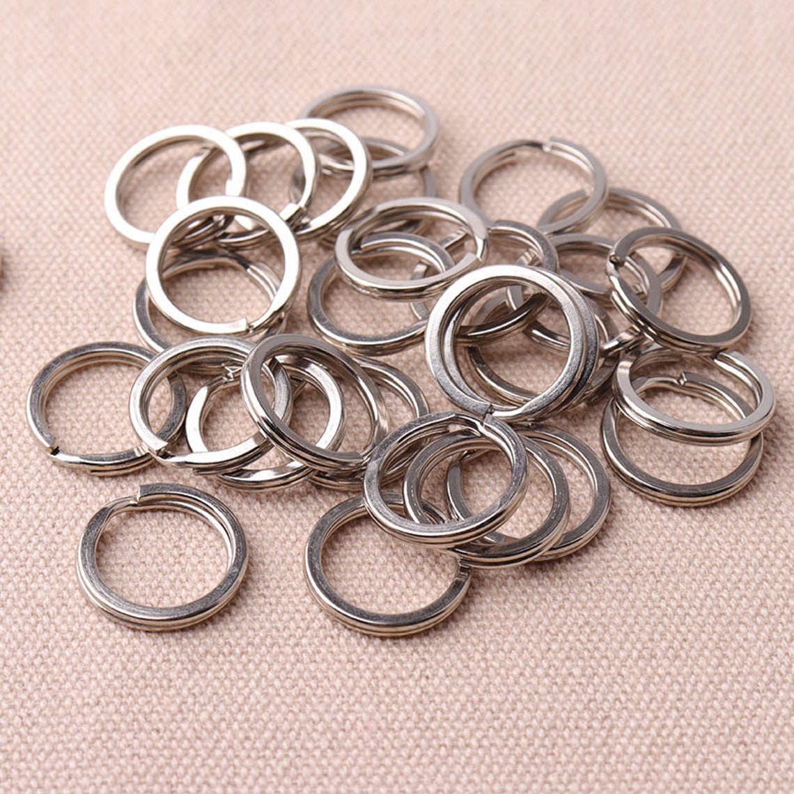 20pcs Small Flat Key Rings 1714mm Metal Silver Split Round Etsy