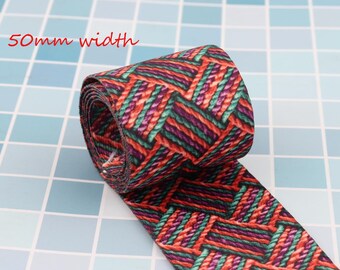 50mm width 2"webbing colorful strong canvas webbing Cotton polyester ribbon diy bag garment handmade accessories