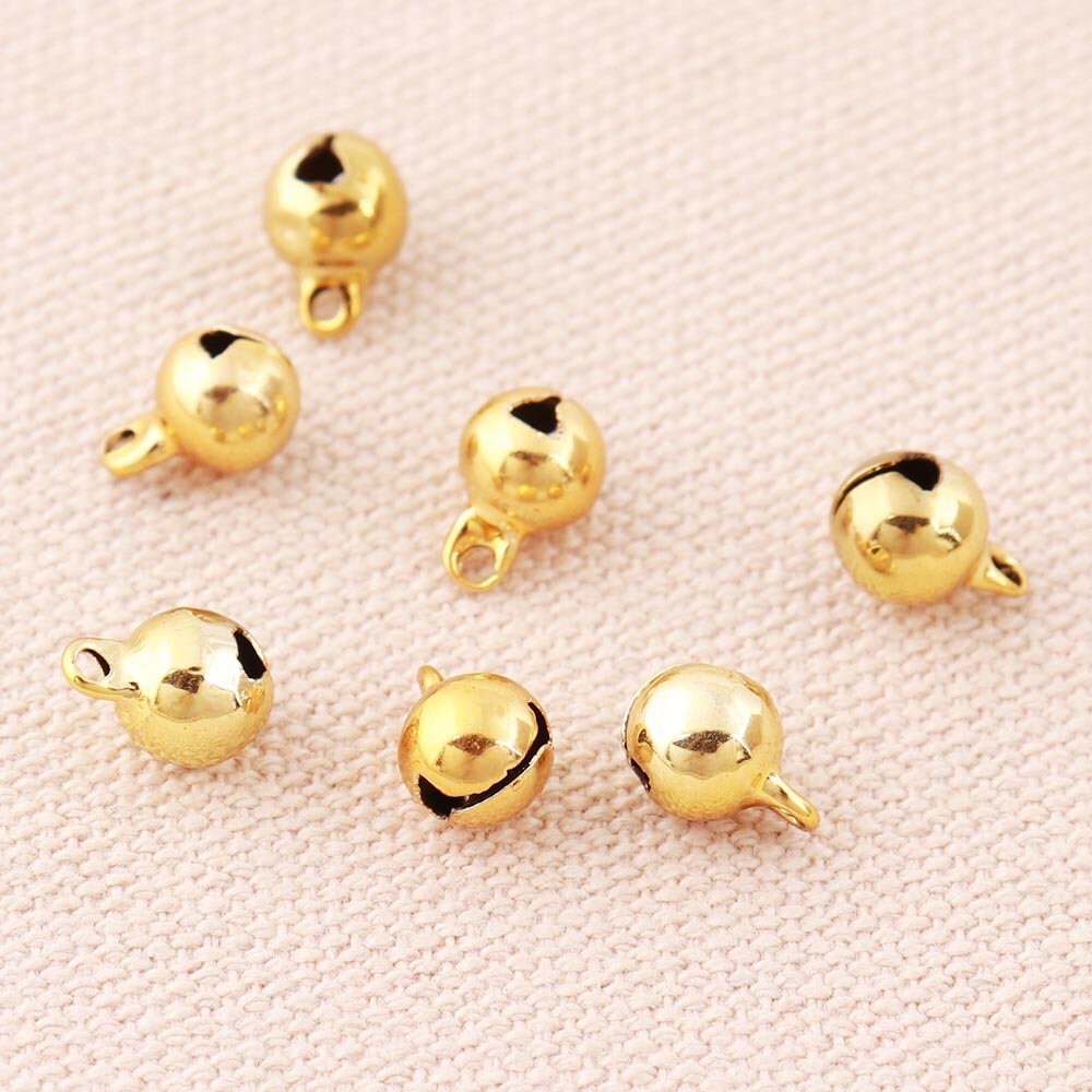 0.75 Inch 20mm Small Gold Craft Jingle Bells Charms 30 Pieces