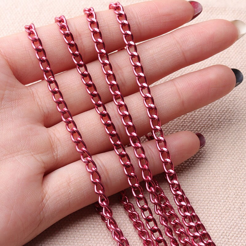 Pick Your Length-pink Color Chain Necklace Thin Chains Oval Open Chain ...