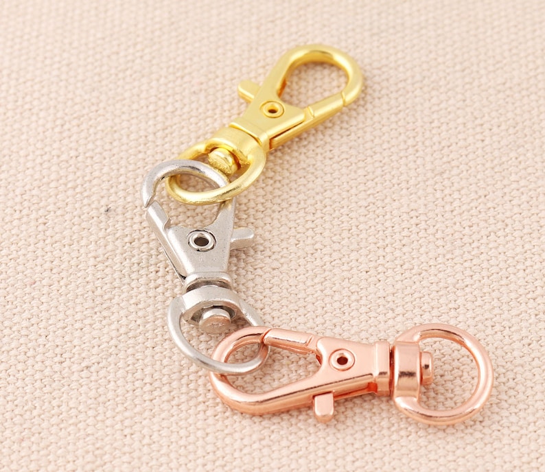 50pcs Small Lobster Clasp Silver 32*12mm rose gold,silver,gold Snap Hook Round Eye Keychain Clasp