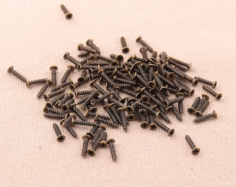 100pcs Screws Bronze Iron Small Wood Screw Metal Rustic Fastener Hinge Cupboard Cabinet Furniture Door Latch Decorative