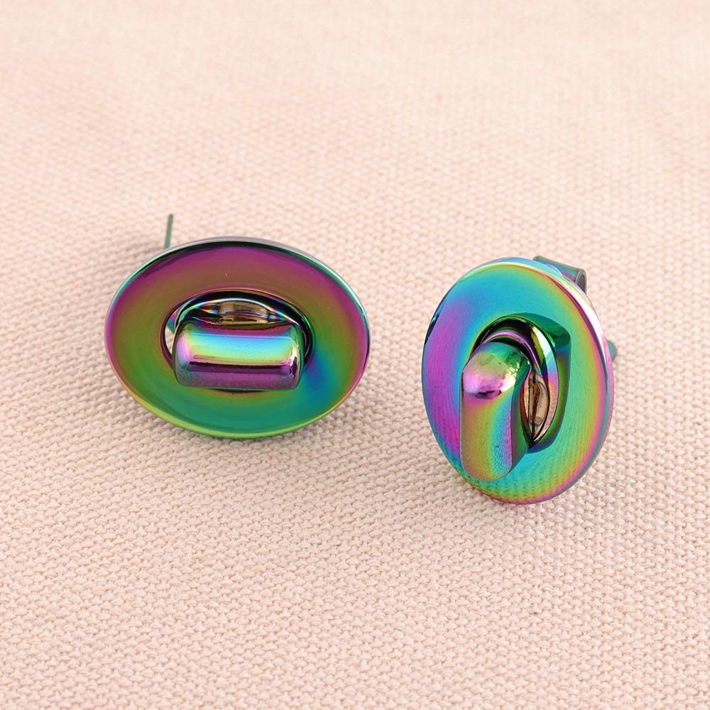 10pc Rainbow Oval Purse lock twist New arrival Bag Latch purse turn lock clutch clock bag lock 18mm x 27mm