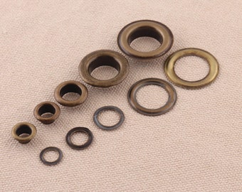 100pcs 5/6/8/12/13mm Bronze Color metal Grommets eyelets with washer,leather eyelets sewing accessories for belt bag garment