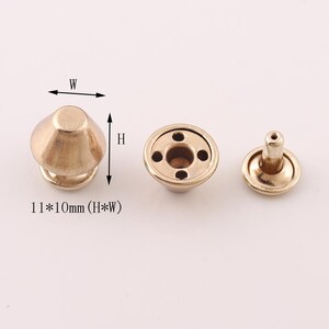 50sets Mushroom Double Cap Rivets Gold  11*10mm Mushroom Rivets Round Rapid Rivet Punk Rock Leathercraft Rivet