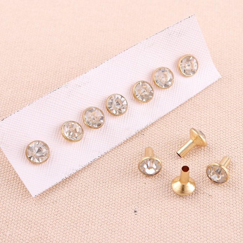 129mm Gold Crystal Rhinestone Rivets Diamond Riveting Rivets Etsy