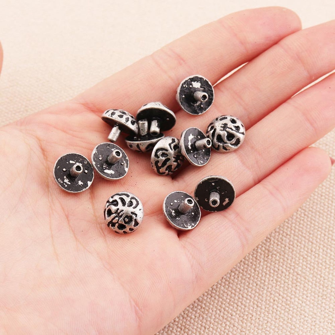 10mm Pattern Rivets Small Antique Silver 20pcs Conchos Studs | Etsy
