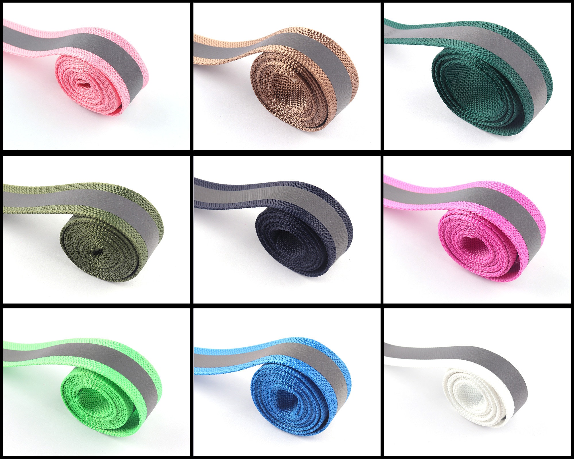 3/4 Inch(20mm) Colorful Reflective Nylon Webbing Ribbons for Pet Collar ...
