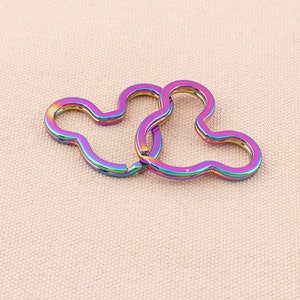 Rainbow Mouse key ring rainbow Mouse Split Key Ring Charms Connector Keychain Rings