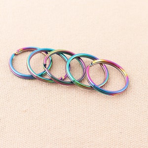 15pc 25*22mm Rainbow Split Key Rings Metal Round Rings For Key Chain Supplies